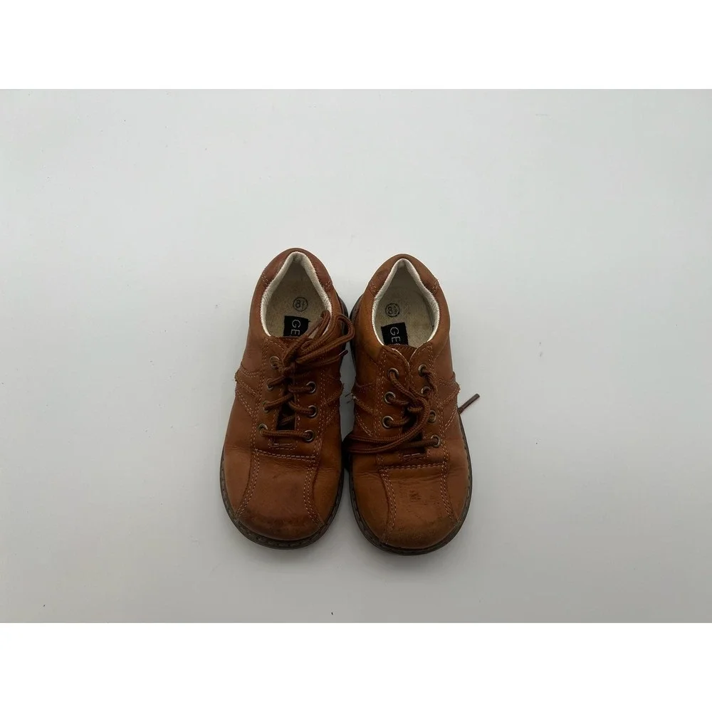 George Boys Brown Leather Lace Up Oxford Dress Shoes Size 8.5 Toddler